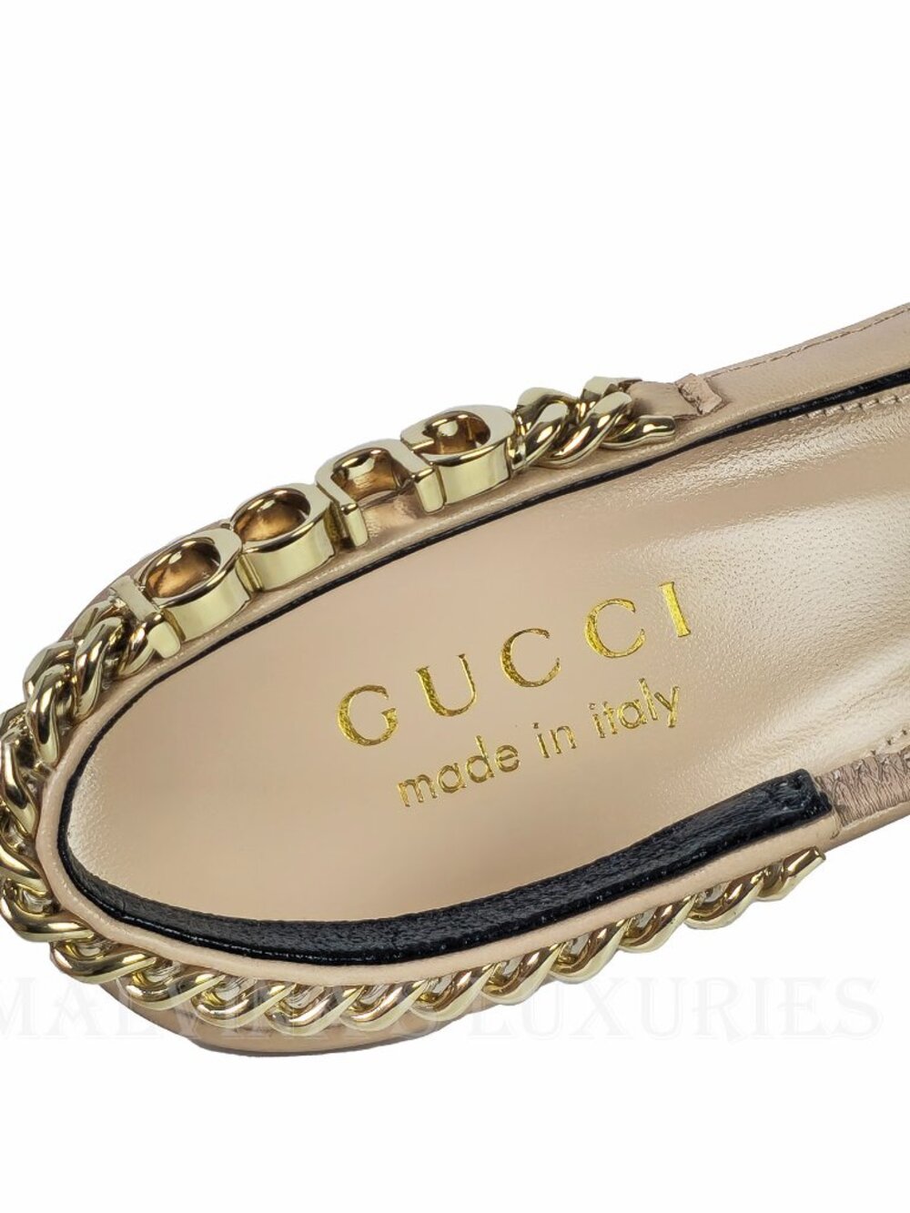 GUCCI SHOES SIGNORIA LEATHER w LOGO CHAIN SLINGBACK PUMPS sz 38.5 8.5 - Picture 12 of 17